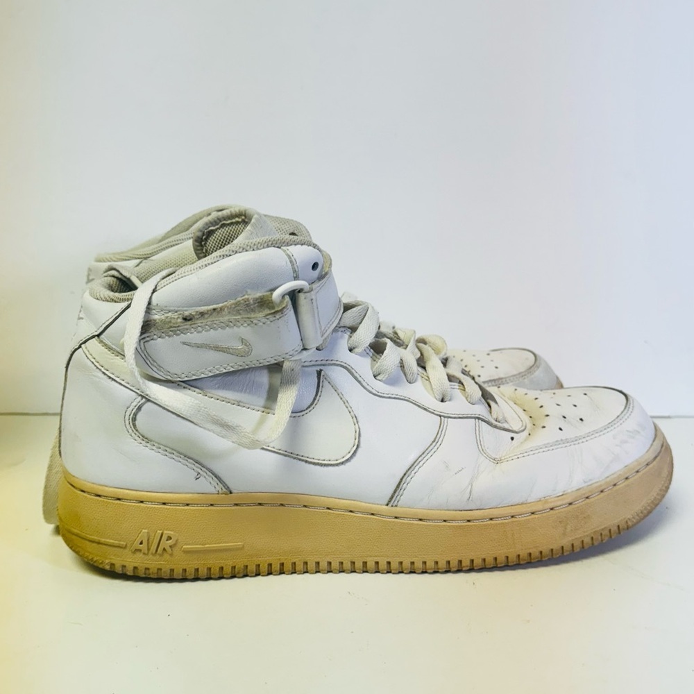 Men's Nike Air Force 1 White Wheat Basketball Shoes Size 12 No Insole